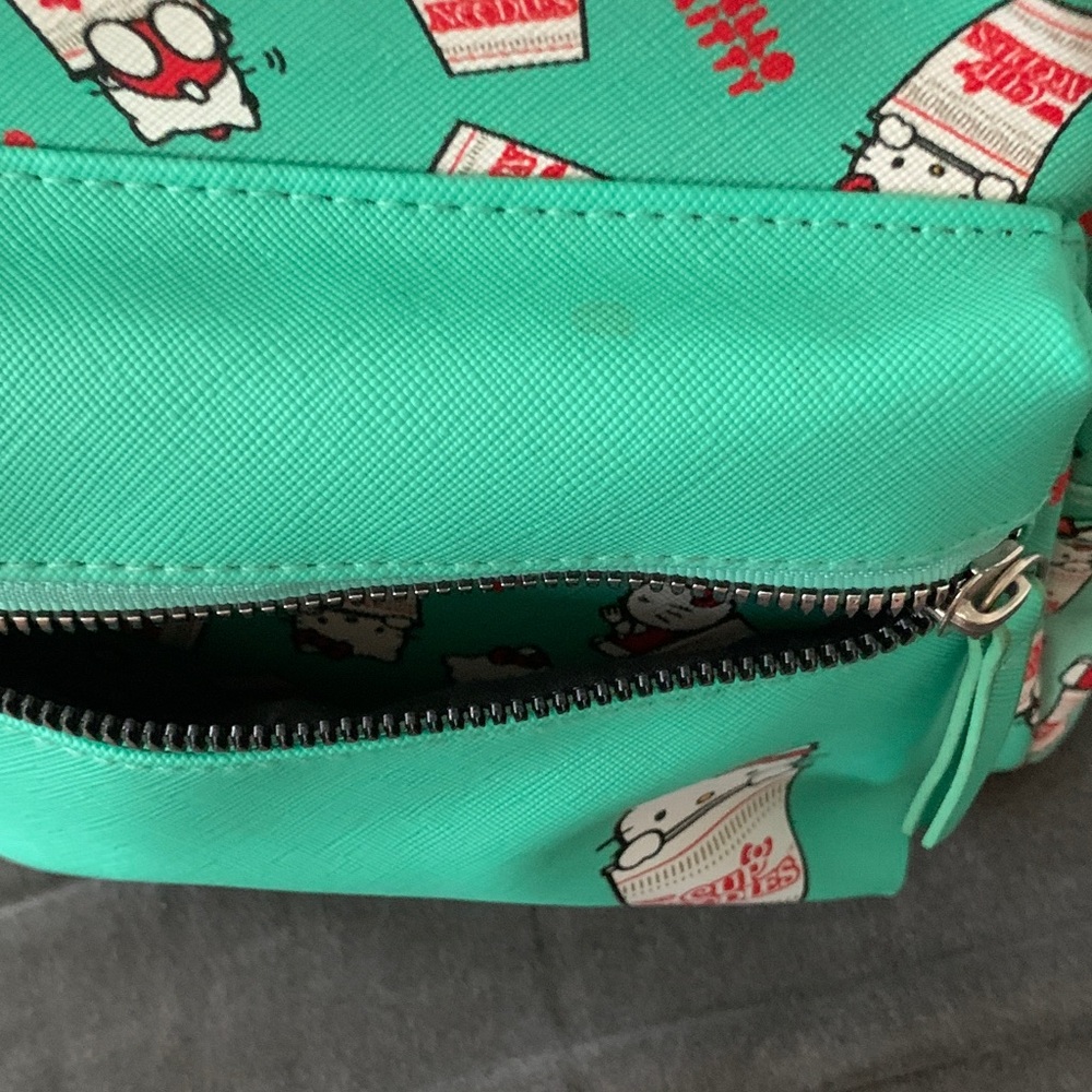 Hello Kitty Teal Mini Backpack with Cup Noodle Accents - Picture 5 of 10